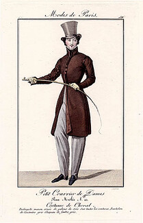 Petit Courrier des Dames 1823 Modes de Paris N°157 Dandy, Barrau Engraver