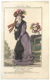 Petit Courrier des Dames 1824 Modes de Paris N°216 Julie Ribault