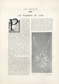 Un Pendant de Cou, 1899 - Jewelry Designers, Ledresseur, Cossard, Petiau, Kessel, Text by G. S., 7 pages