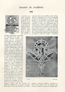 Dessins de Joaillerie, 1899 - Jewelry Designers Marchand, Ecalle, Douy-Pascault, Truffier, Vergnolet, Ehrenfeuchter..., Texte par Henri Vever, 7 pages