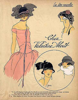 1923 Valentine About Milliner '' Les Idees Nouvelles de la Mode'' Pochoir Art Deco ''Tres Parisien''