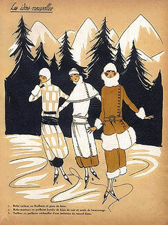 1923 Ski ''Les Idees Nouvelles de la Mode'' Fashion Art Deco Pochoir ''Tres Parisien''