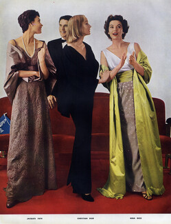 Jacques Fath, Christian Dior, Nina Ricci 1952 Evening Gowns