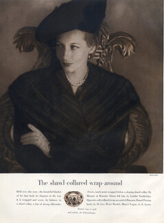 Marano at Russeks (Fur Coat) 1947 Shawl Collar, Jean Schlumberger Ring