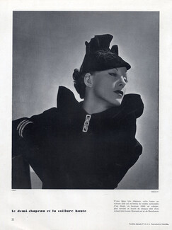 Caroline Reboux 1935 Photo Horst, Velvet Hat, Jewel Boucheron
