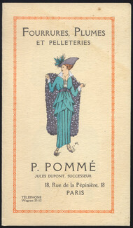 P. Pommé (Fur Clothing) Jules Dupont Successeur 1914 Leaflet Invitation
