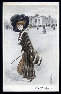 Layton Lapierre (Fur Coat) 1910s Invitation Card, Address 20 rue Louis Legrand