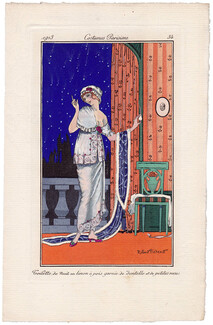 Robert Pichenot 1913 Journal des Dames et des Modes Costumes Parisiens Pochoir N°54