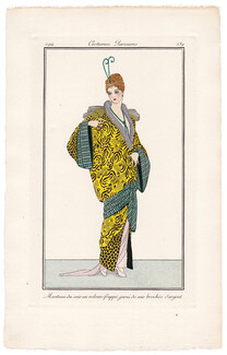 1914 Journal des Dames et des Modes Costumes Parisiens Pochoir N°139 Evening Coat