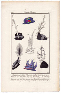 Arlette Carus (Millinery) 1914 Journal des Dames et des Modes Costumes Parisiens Pochoir N°171