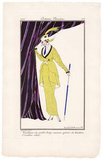 Victor Lhuer 1914 Journal des Dames et des Modes Costumes Parisiens Pochoir N°153