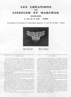 Les Créations de Linzeler & Marchak, 1926 - Broch, Cigarette Box, Billet pour Yvonne Printemps, Text by Pierre Audibert