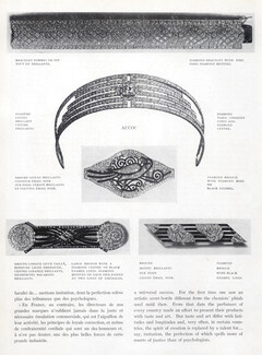 Aucoc (Jewels) 1926 Diamond Bracelet, Tiara, Brooch Enamel