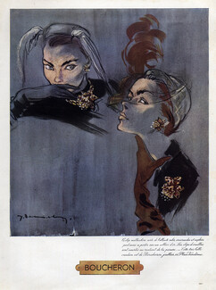Boucheron 1950 Multicolore Clip d'oreilles, Earrings, Brooches, Jacques Demachy