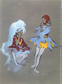 Christian Bérard 1954 Costume Designs, Morzatiana Ballet, Ballet