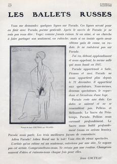 Les Ballets Russes, 1921 - Pablo Picasso Parade, Russian Ballet, Text by Jean Cocteau