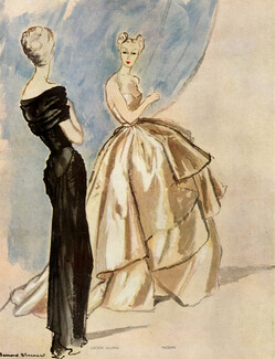 Paquin 1945 Lucien Lelong, Bernard Blossac, Evening Gown