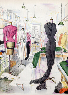 Elizabeth Arden 1944 Cecil Beaton, View of the Dressmaking Workroom at Elizabeth Arden's, 2 pages