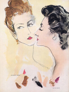 Eric 1948 Elizabeth Arden & Payot, Harriet Hubbard Ayer & Helena Rubinstein, lipstick
