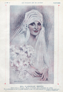 Gustave Brisgand 1927 Portrait Marcelle Romée (Les Flambeaux de la noce) Wedding Dress