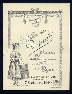 Mesdames Biquard (Catalog Millinery) 1910 Hatbox, de Rose, E. Cassegrain Graveur, 8 illustrated pages, 8 pages