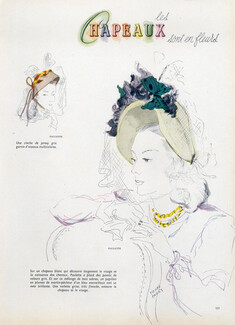 Pierre Pagès (4 Pages) 1946 "Hats" Paulette, Le Monnier, Agnès, Maud Et Nano, Saint-Cyr, Suzy, Legroux, Simone Cange, 4 pages