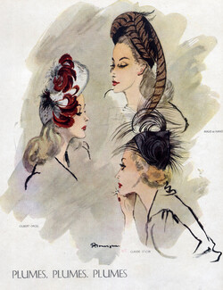Pierre Mourgue 1945 Gilbert Orcel, Maud & Nano, Claude Saint-Cyr, Feathers Hats