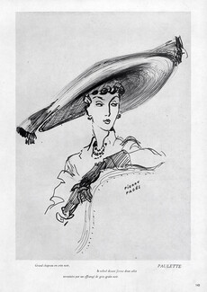 Paulette (Millinery) 1949 Black Hat, Pierre Pagès
