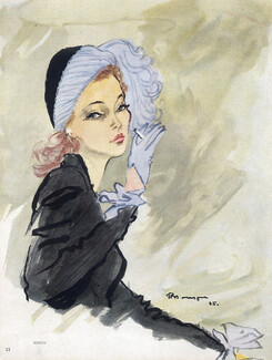 Caroline Reboux 1945 Feather Hat, Pierre Mourgue