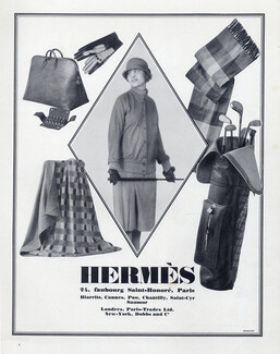 Hermès (Sports Equipment) 1927 Blanket, Umbrella, Handbag, Gloves... Golf