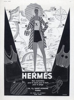 Hermès (Swimwear) 1930 Reynaldo Luza, Parasol, Sandals