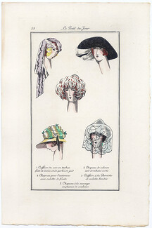 Le Goût du Jour 1920 N°29 Hats, Hairstyle, Pochoir