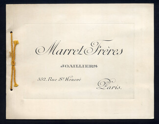 Marret Frères (Jewels) 1900 Catalogue Workshops, Shop Window, 352 rue St Honoré, Paris, 3 pages