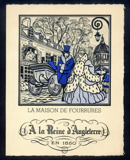 A La Reine d'Angleterre (Fur Clothing) Leaflet, Invitation Card, Pierre Brissaud