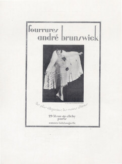 André Brunswick (Fur Clothing) 1927 Jane Aubert Autograph