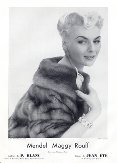 Mendel-Maggy Rouff (Fur Clothing) 1957 Photo Louis Astre, Bracelet Jean Eté