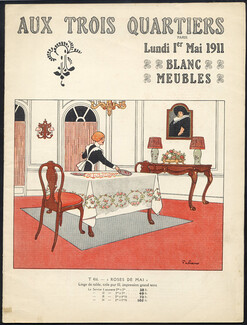 Aux Trois Quartiers (Catalog "Blanc") 1911 Furnishing, Lingerie, Men'Clothing, Decorative Arts, Fabien Fabiano, 24 pages