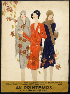 Au Printemps (Department Store) 1928 Catalog Fashion, Fur Coat, Lingerie, Hats, Handbags..., 28 pages