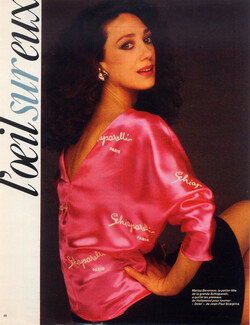 Schiaparelli 1984 Top Model Marisa Berenson, Pink Shocking Blouse