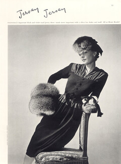 Balenciaga (Couture) 1939 Jersey Dress, Fur Muff