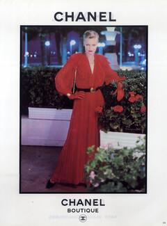 Chanel Boutique 1981 Red Evening Gown, Handbag, Jewel