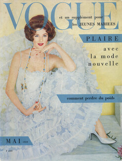 Chanel (Couture) 1959 Organdy Dress, Suzy Parker, Vogue Cover