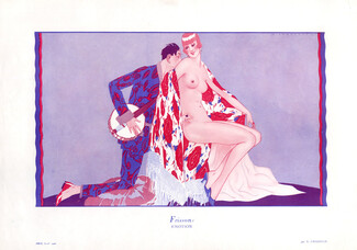 A. Chazelle 1925 Frisson - Emotion... Nude, Mandolin Player