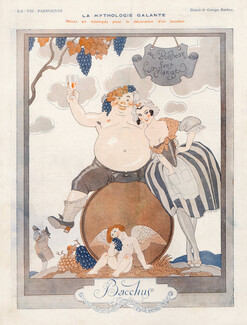 George Barbier 1923 Bacchus, La Mythologie Galante, Topless, Mythology