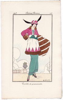 HONORE 1913 Journal des Dames et des Modes Costumes Parisiens Pochoir N°118