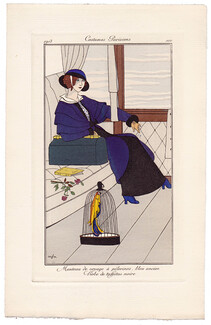 Madeleine Franc-Nohain 1913 Journal des Dames et des Modes Costumes Parisiens Pochoir N°100 Travel by Rail