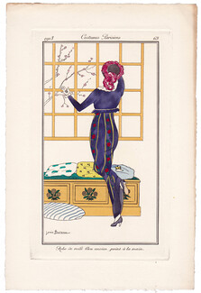 Louis Bureau 1913 Journal des Dames et des Modes Costumes Parisiens Pochoir N°63 Elegant Parisienne