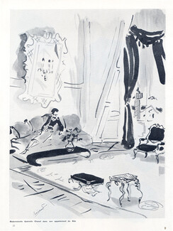 Haltes à Paris, 1937 - Christian Bérard Gabrielle Chanel in the Hôtel Ritz, Crillon, Astoria, Meurice..., 4 pages