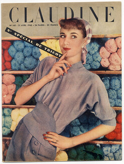 CLAUDINE Fashion Magazine 1948 N°145 Photo Harry Meerson. Spécial Tricot