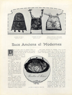 Sacs Anciens et Modernes, 1920 - Duvelleroy Handbags, Aumonières, Pearl bag, Embroidered bag, Text by Paul Sentenac, 6 pages